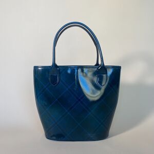 Longchamp Vintage Mini Plaid Leather Tote Bucket Bag